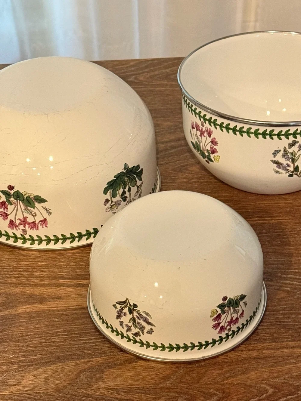 Vintage  Portmeirion Botanic Garden Mixing Bowl Set of 3 Floral 8” 7” 6”